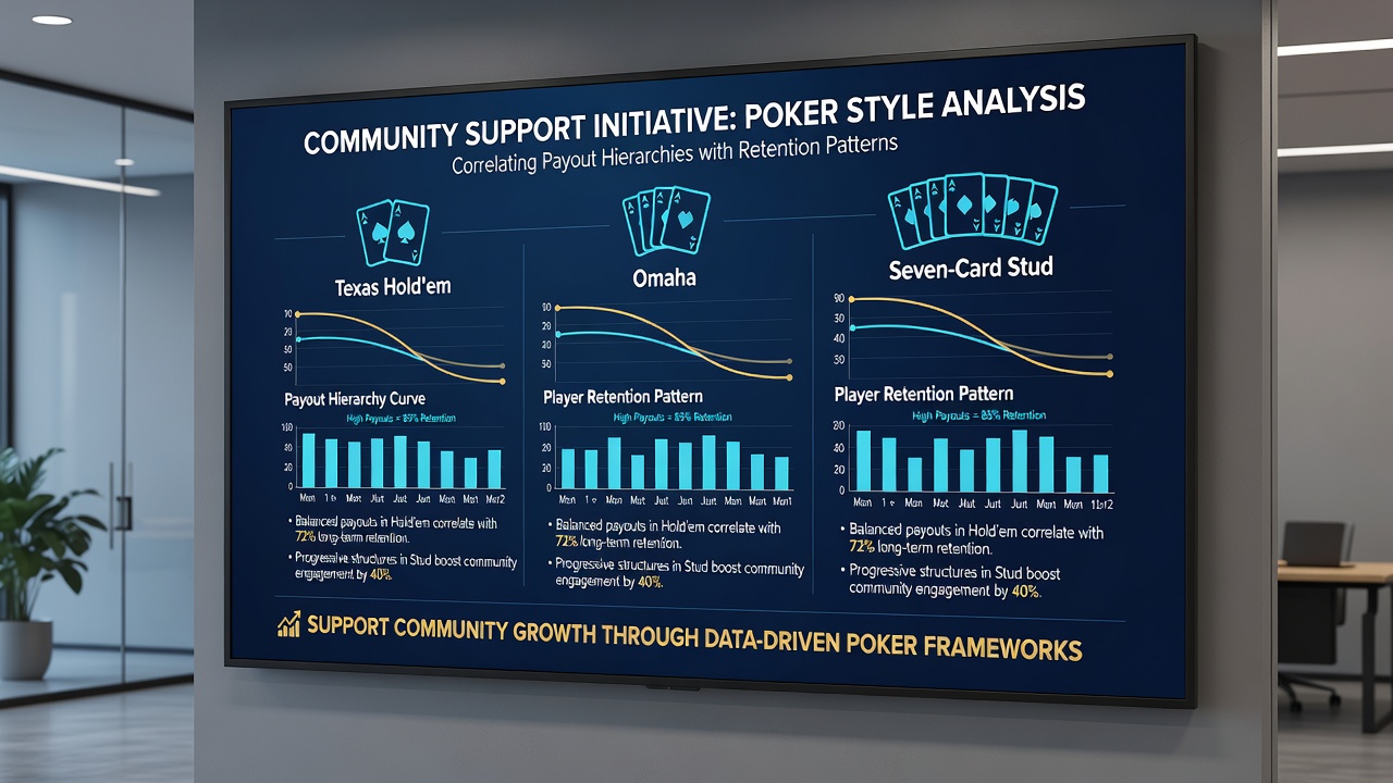 Charts showing retention curves across poker formats and payout tiers during community fundraising tournaments